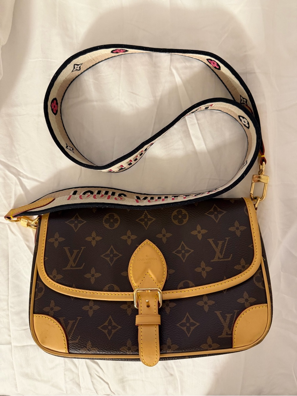 Monogram Canvas Crossbody Bag in Brown with Tan Trim